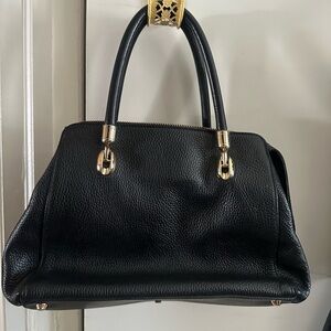 Valentina Black Satchel with Gold Accents